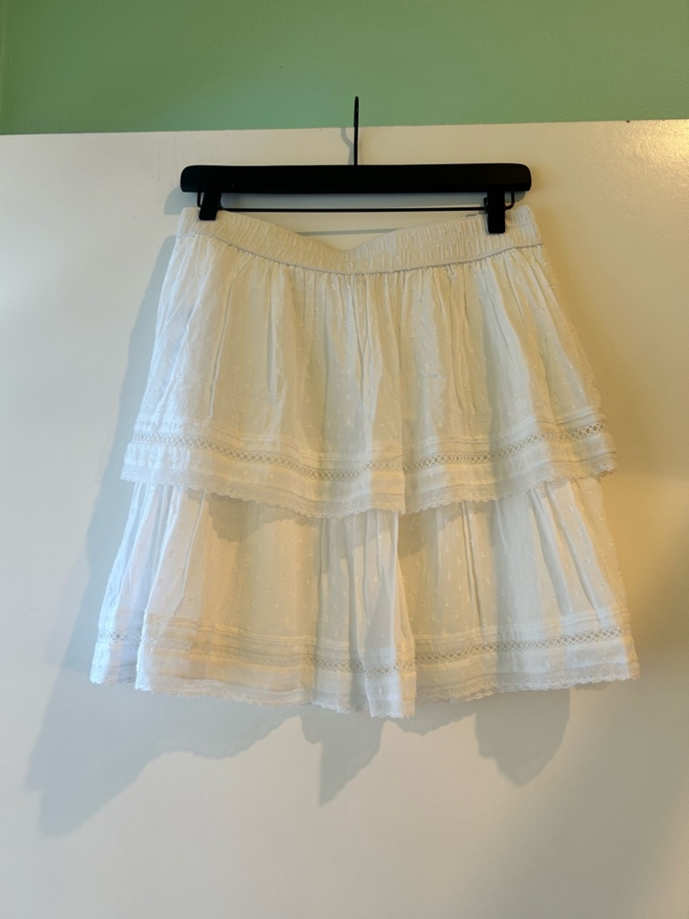 LOFT White Tiered Eyelet Mini Skirt